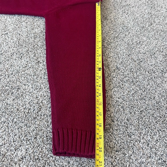 Charter Club Women’s 100% Cotton Full Sleeve Round Neck Ribbed Maroon Sweater M - Picture 6 of 9